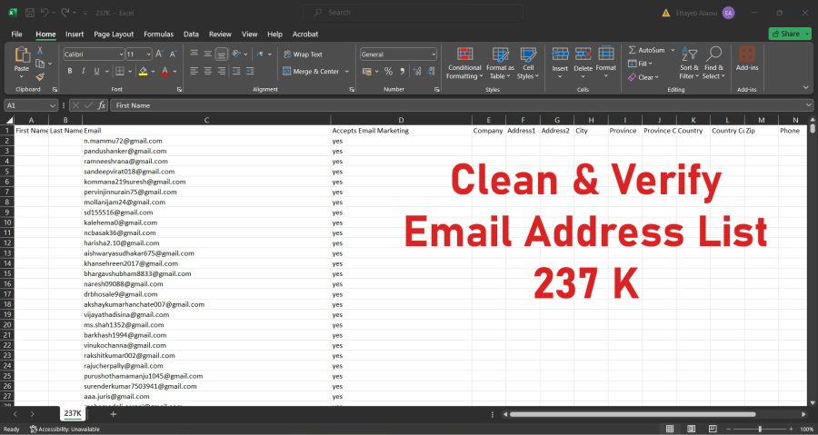 I will Provide you 237k+ Verified Email List Database for Email Marketing