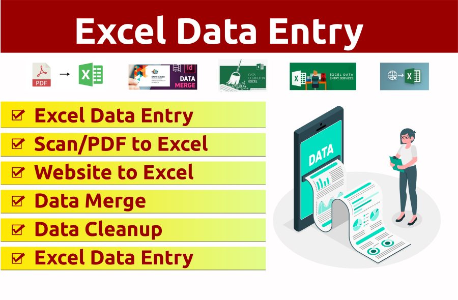I do excel data entry, web research, data entry, copy paste, virtual assistant