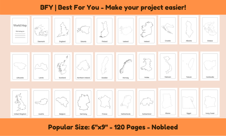 I will provide a coloring book national map 6x9 120 pages, free book cover