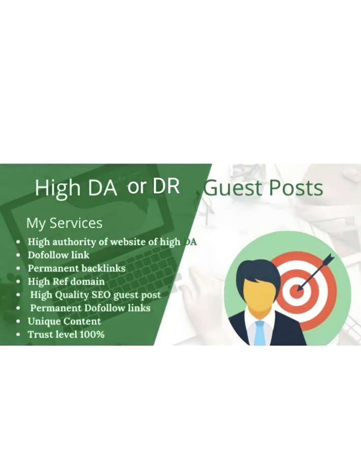 I will do 1 high da guest backlink, guest blog , authority backlinks