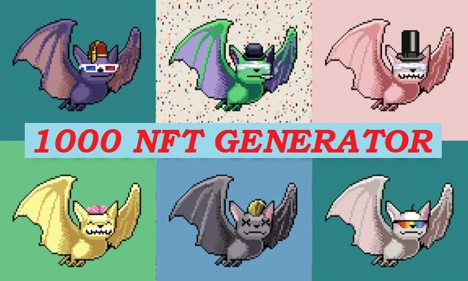 I will generate 1000 2D NFT art collection and metadata with rarities using your base character