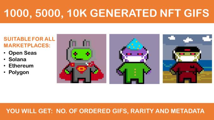 I WILL GENERATE 1K, 5K, 10000 NFT GIFS