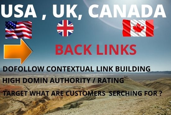 I will do 30 dofollow USA UK Canada Backlinks on High Authority sites