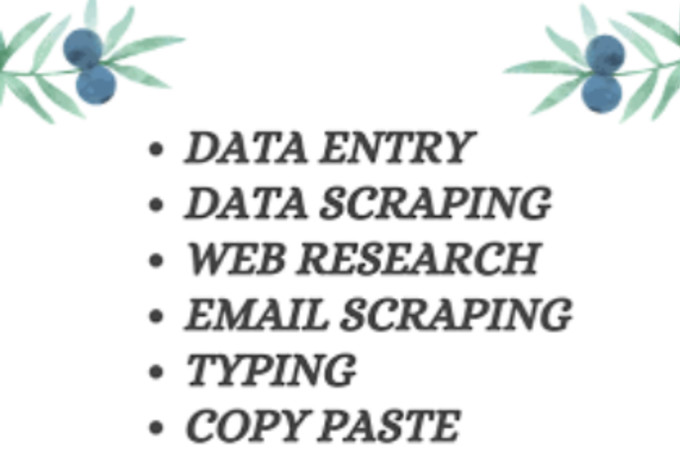 I will do data entry email collection web scraping data collection
