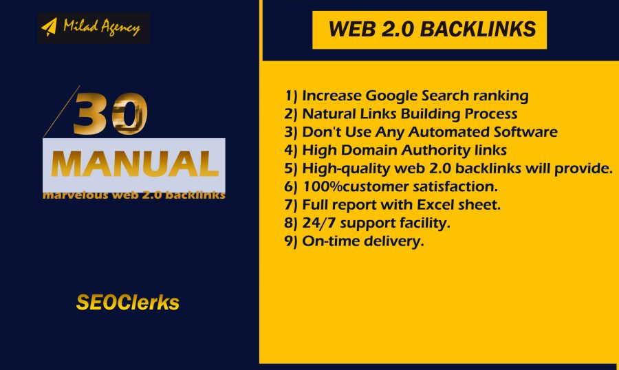 Build 30 Marvelous Web 2.0 Backlinks for Ranking 