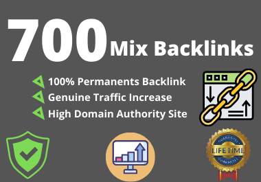 700 Mix backlinks through high domain authority sites