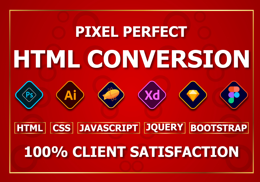 I will convert xd, psd, sketch, or figma to html responsive bootstrap 5