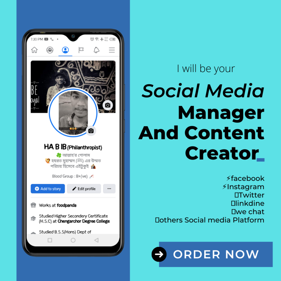 I'll be your social media manager and content creator