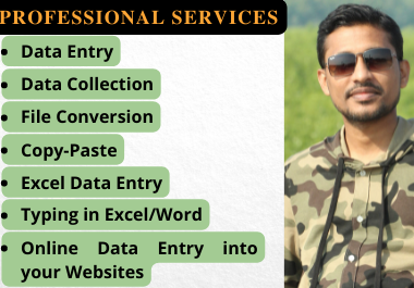 Data Entry & Collection, Copy Paste, Typing, MS Word & Excel, Google sheet, FIle Conversion