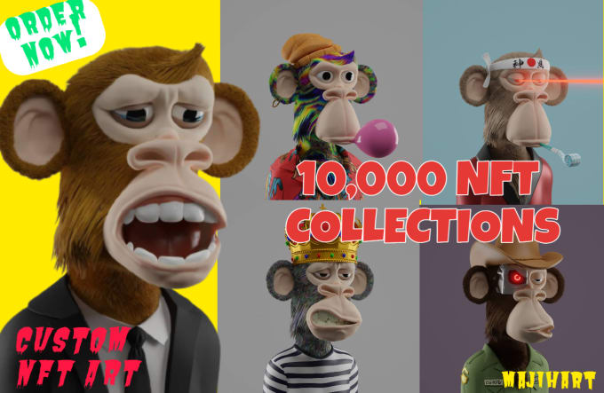I will design 10k nft collection, 3d nft art, 10k nft, 10k nft art to opensea