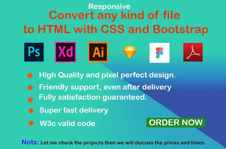 I will convert xd to html, figma to html, psd to html bootstrap responsive