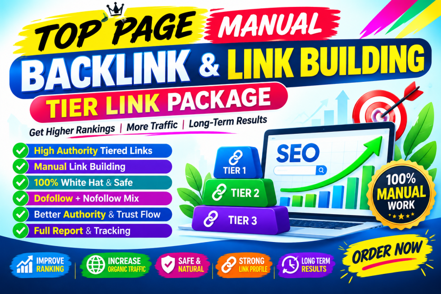 Top Page Manual Backlinks & Tiered Link Building Package for SEO