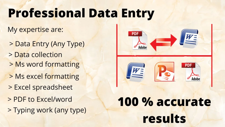 I will do all data conversion like PDF to word, excel, jpg, png and excel