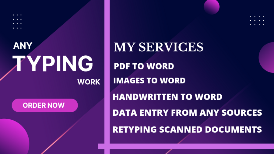I will do professional typing service, retype any document