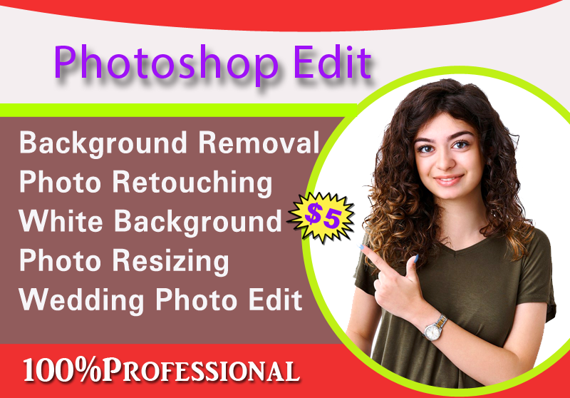I will do professional Photoshop editing, background remove and photo retouch