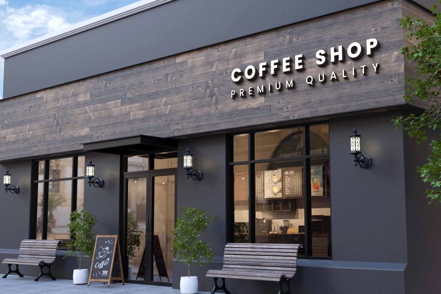 I will put your logo on 99+ Restaurant & Coffee Shop Signage Mockup