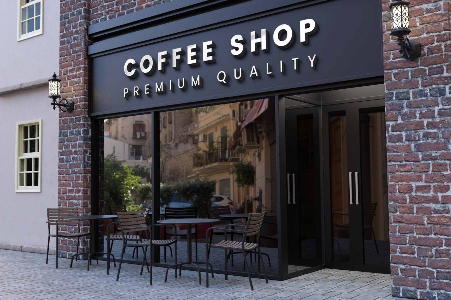 I will put your logo on 99+ Restaurant & Coffee Shop Signage Mockup