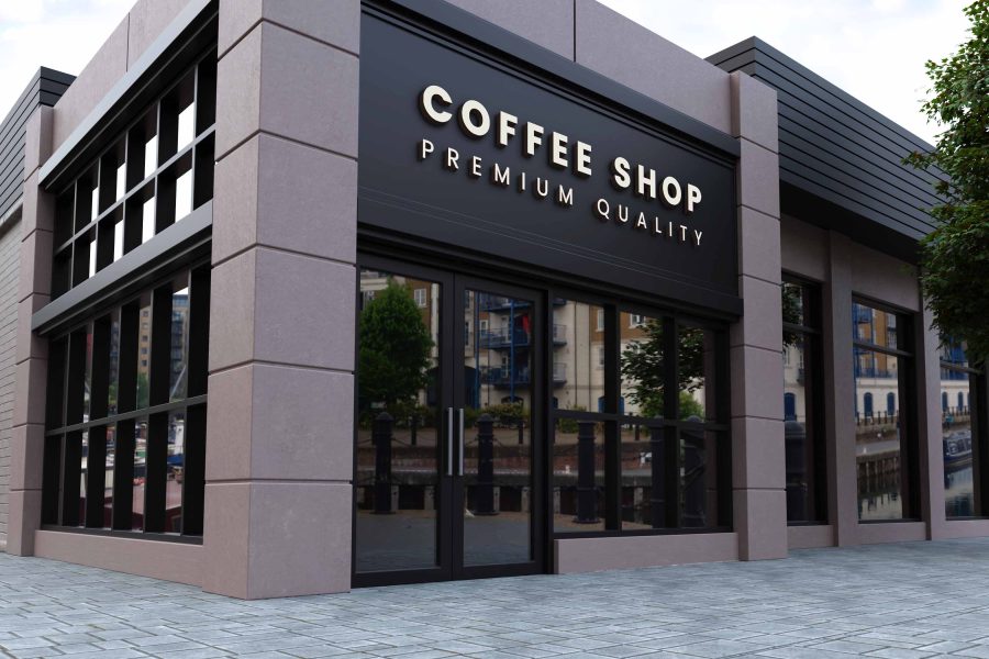 I will put your logo on 99+ Restaurant & Coffee Shop Signage Mockup