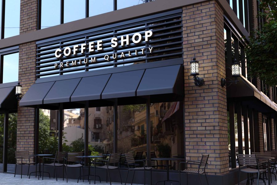 I will put your logo on 99+ Restaurant & Coffee Shop Signage Mockup