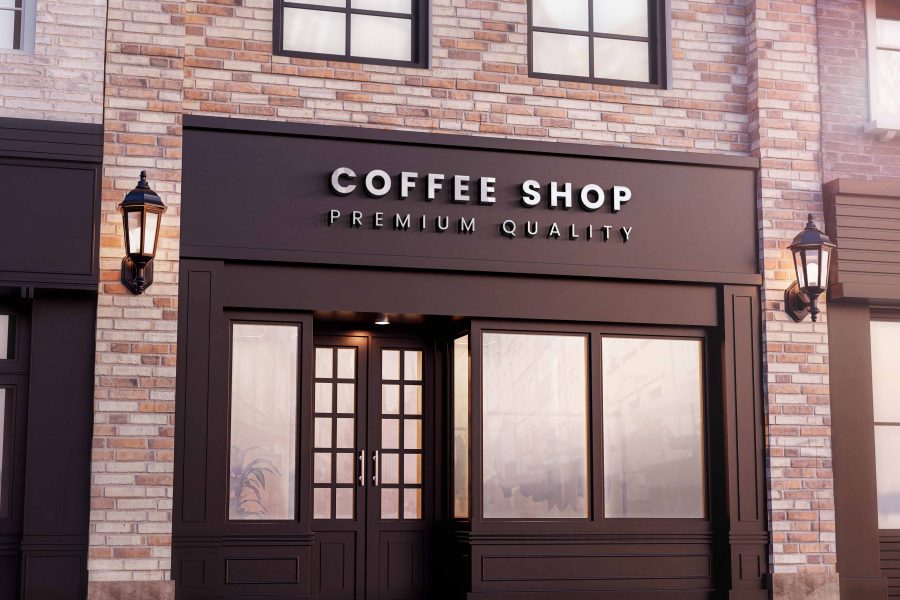I will put your logo on 99+ Restaurant & Coffee Shop Signage Mockup
