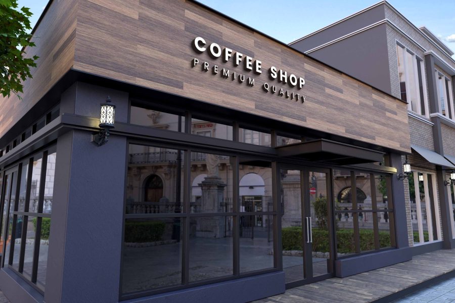 I will put your logo on 99+ Restaurant & Coffee Shop Signage Mockup