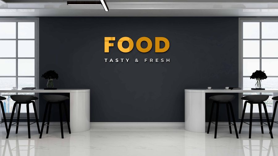 I will put your logo on 99+ Restaurant & Coffee Shop Signage Mockup