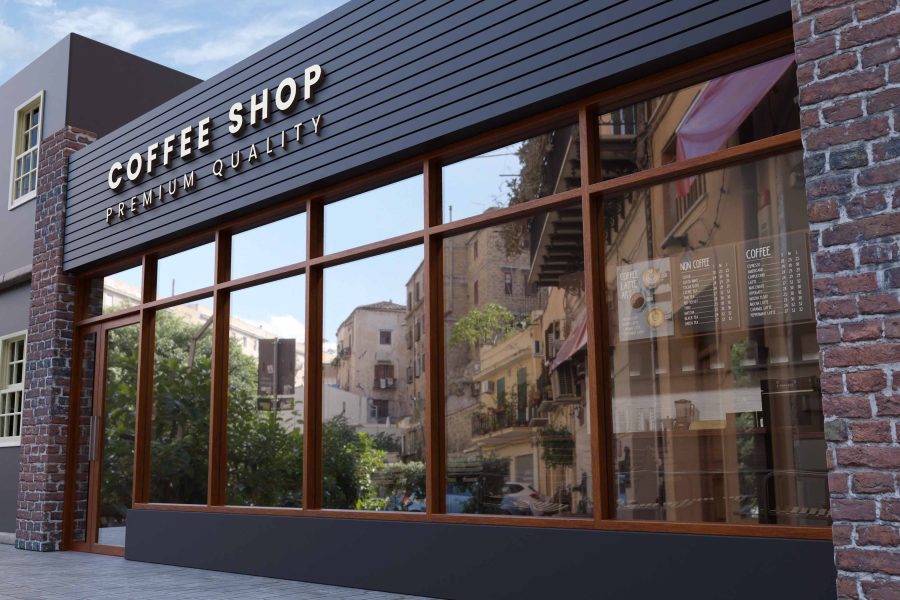I will put your logo on 99+ Restaurant & Coffee Shop Signage Mockup