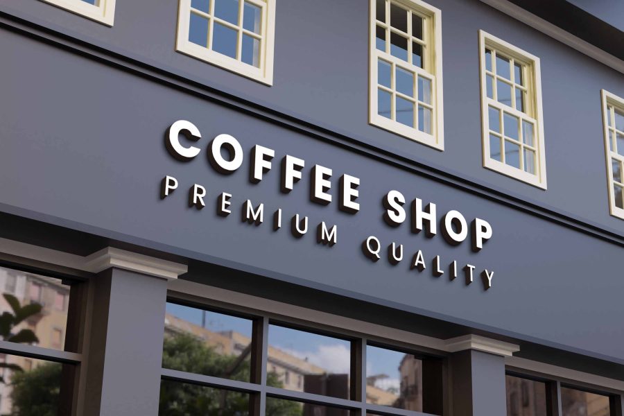 I will put your logo on 99+ Restaurant & Coffee Shop Signage Mockup