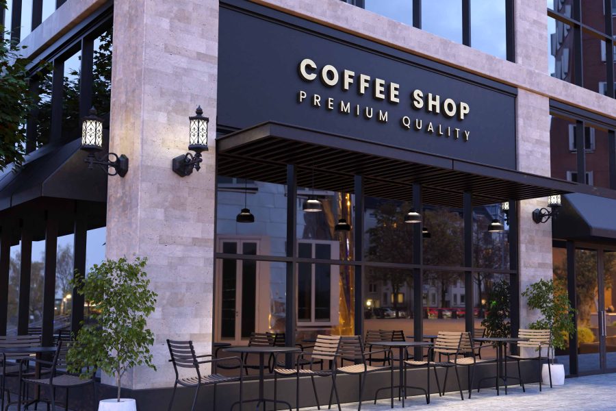 I will put your logo on 99+ Restaurant & Coffee Shop Signage Mockup