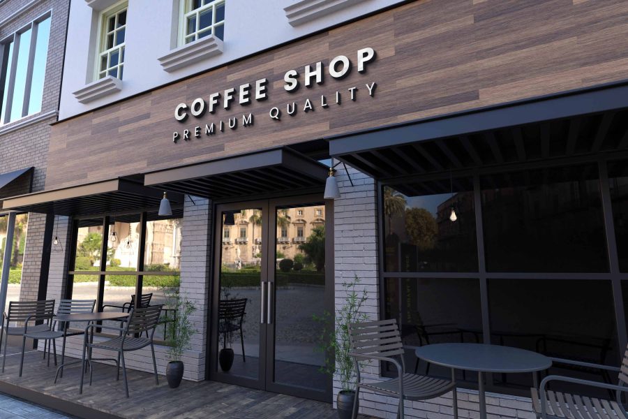 I will put your logo on 99+ Restaurant & Coffee Shop Signage Mockup