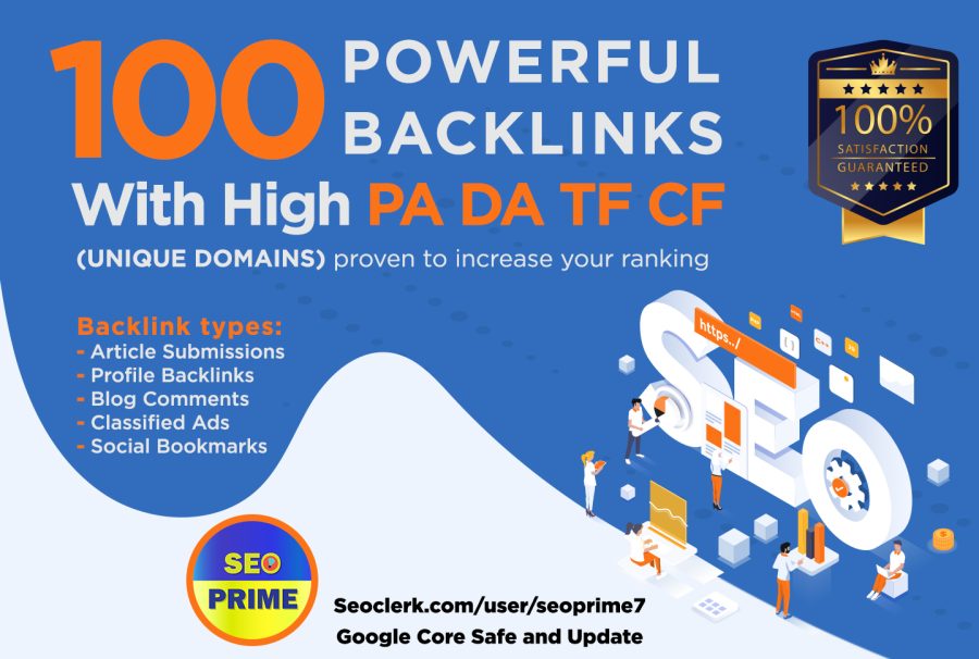 Increase Ranking with 100 Unique Domain High Authority Backlinks for $5