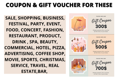 Design coupons, gift cards, gift vouchers, discount coupon