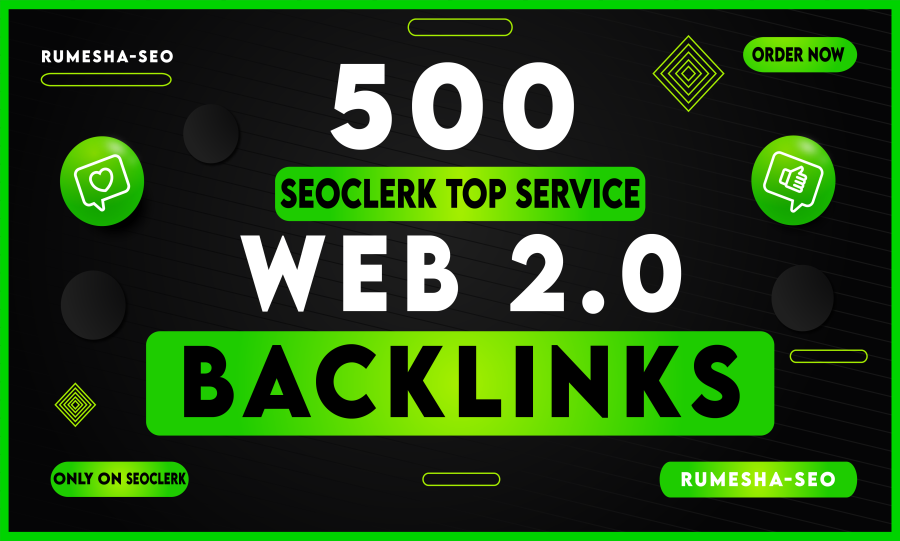 Create 500 HQ web 2.0 Contextual do follow backlinks Seo Link Building
