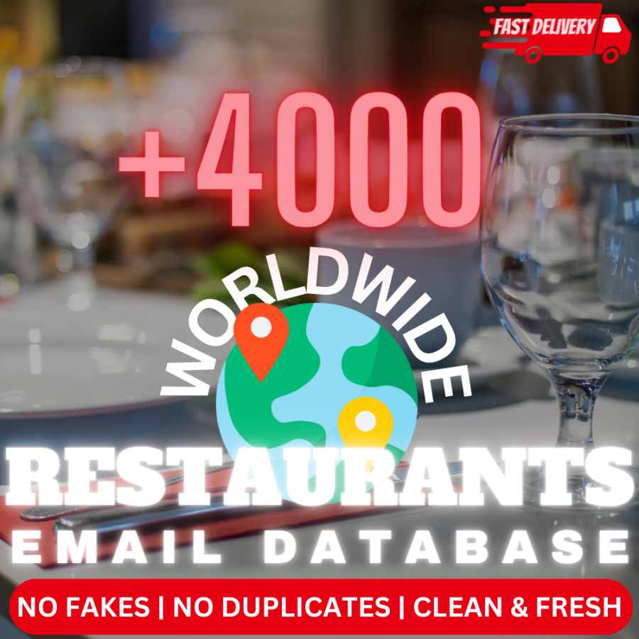 Restaurants Business Database, B2B Email Database, +4000 Email List - Fast Delivery