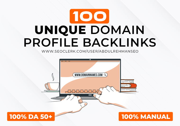 100 Unique Domain, DA 50+ Profile Backlinks