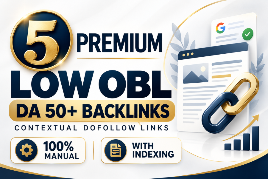 5 Premium Low OBL DA 50+ Backlinks - Contextual Dofollow Links