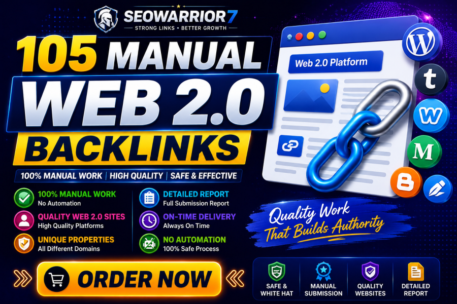 Build 105 Manual Web 2.0 Backlinks on Quality Websites