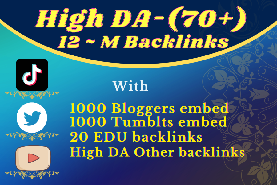 I Provide you with 1000 Backlinks with high (70+DA).