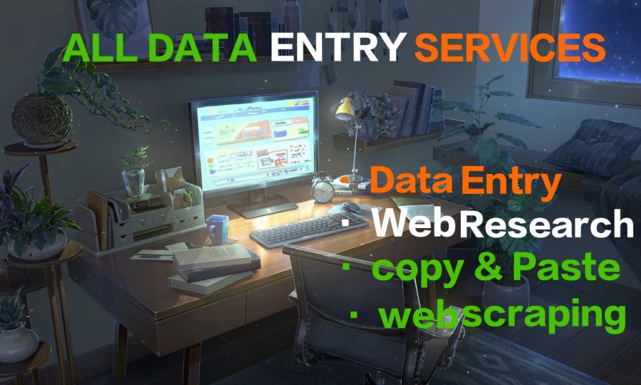 I will do data entry web research social media search data collection
