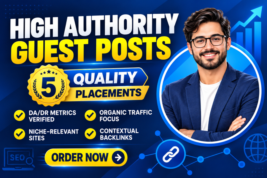 I will build 5 high DA DR guest post backlinks on high traffic websites