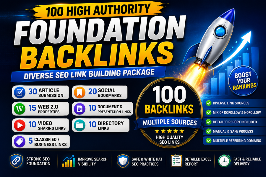 100 High Authority Foundation Backlinks | Diverse SEO Link Building Package