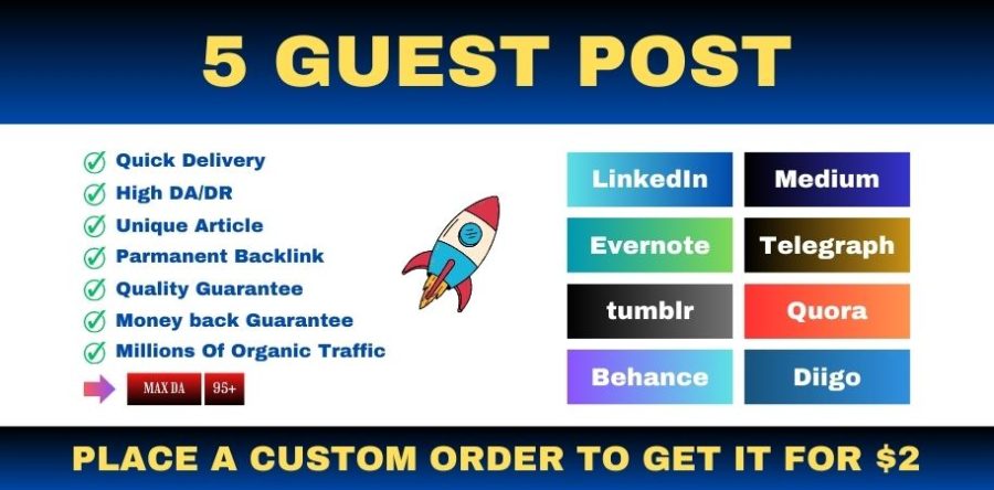 5 Unique Guest Post Backlink with Article Writing, Dofollow Permanent Backlinks on General Blog Post