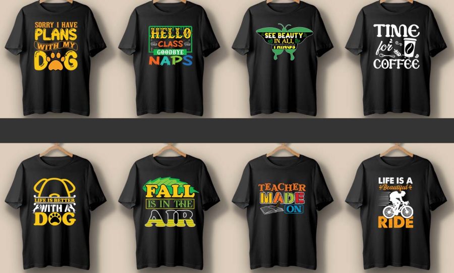 I will do custom , typography, trendy t shirt design and merchandise designs