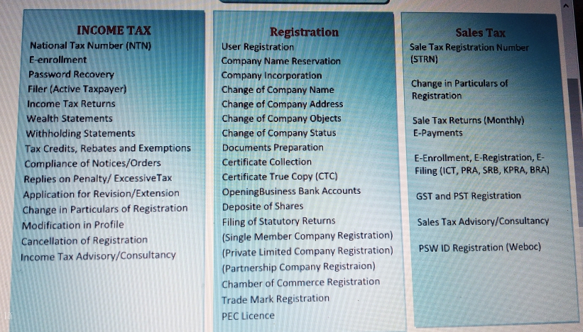 Tax Consultancy, Accounts, Bookkeeping, Data Entry