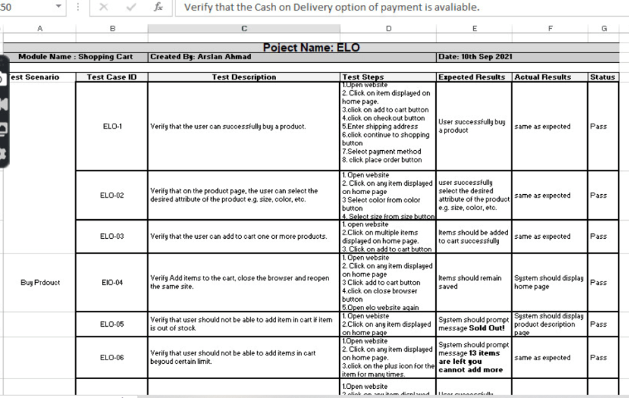 Write test cases and test scenarios for your product.