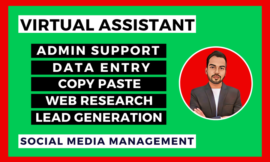 Virtual assistant for data entry, web research, copy paste, lead generation