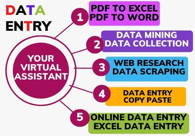 I will do virtual assistant, data entry, web scraping, and copy paste.