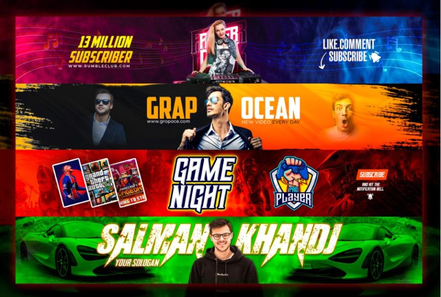 1 Social Media cover or banner Youtube banner,Facebook cover,Social media header