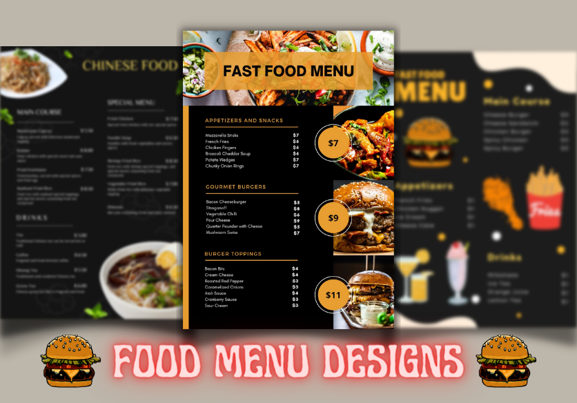 I will design an attractive and unique food menu, restaurant menu and other types of menu