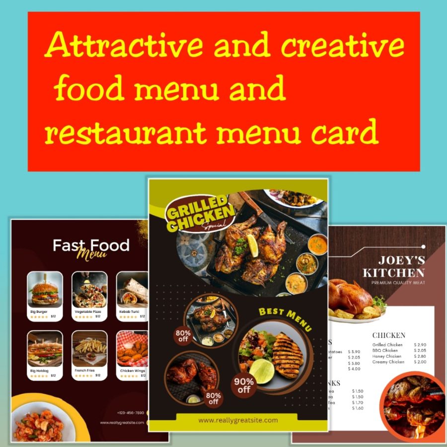 I will design an attractive and unique food menu, restaurant menu and other types of menu